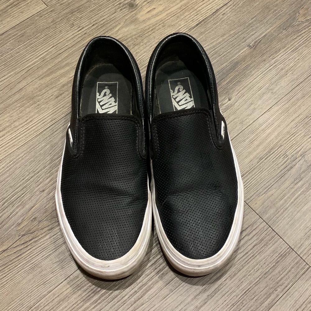 Vans for J Crew black perforated leather sneakers